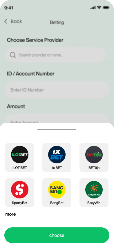 VEVGO app — Betting